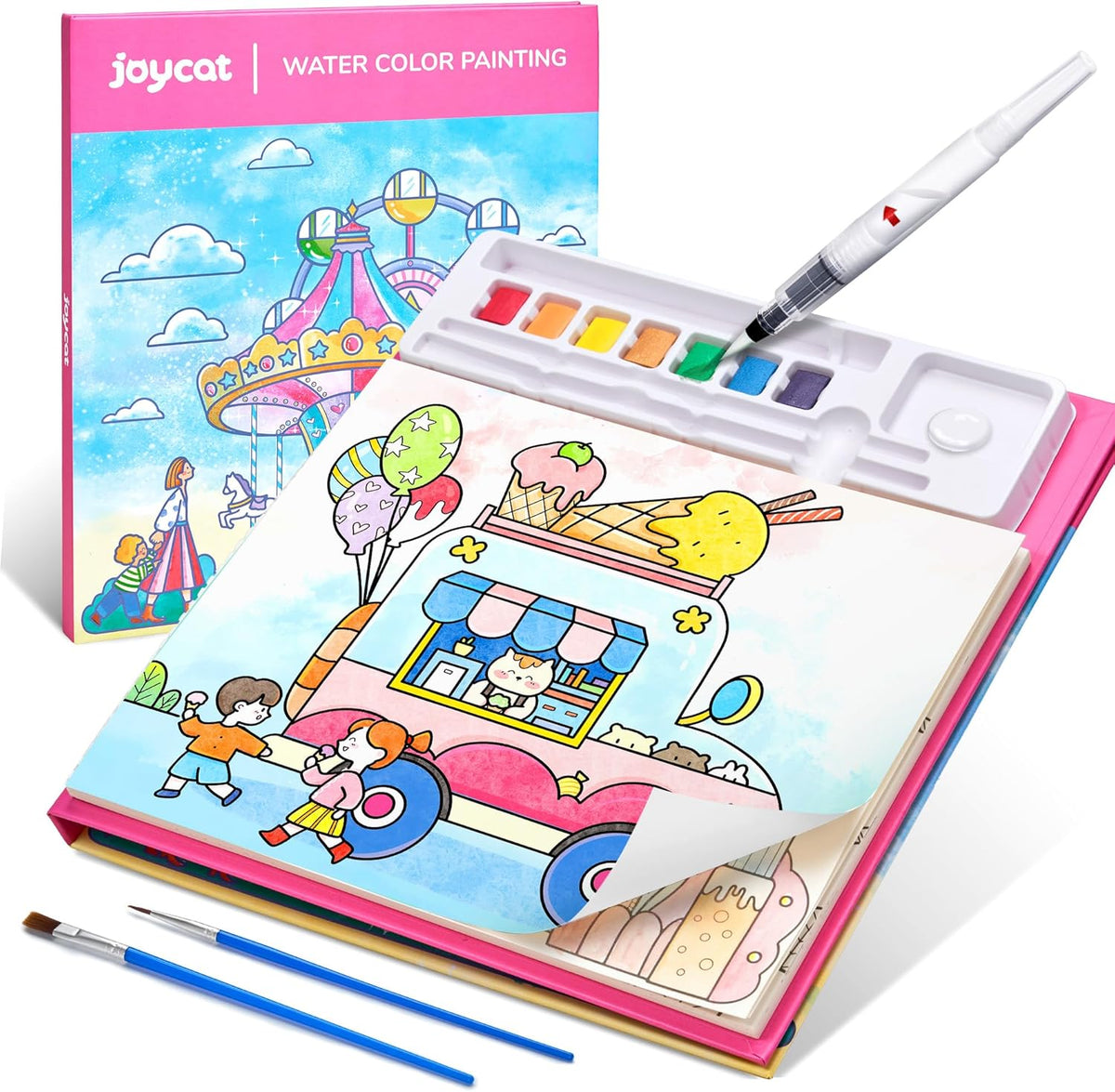 JoyCat Funfair Paint with Water Coloring Book for Kids Ages 3-8