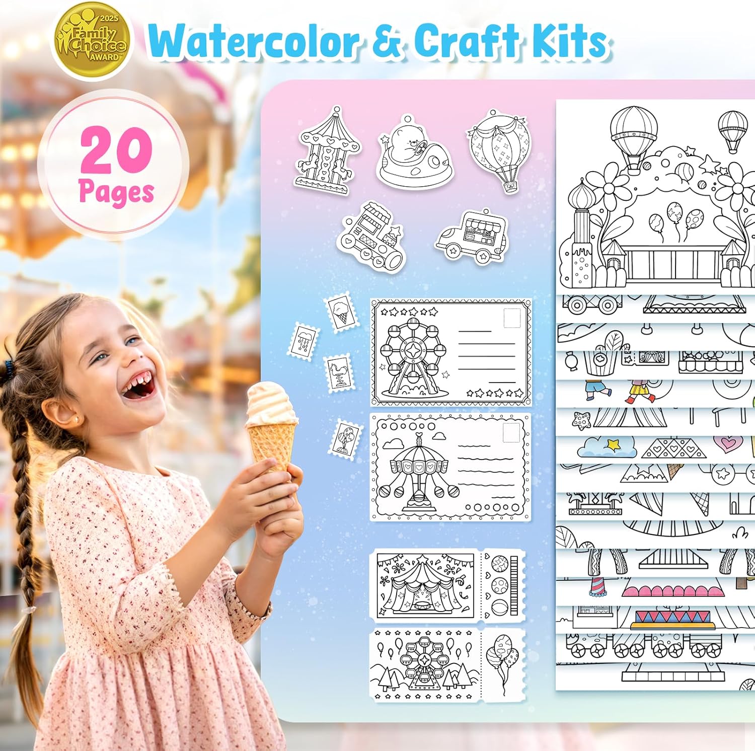 JoyCat Funfair Paint with Water Coloring Book for Kids Ages 3-8