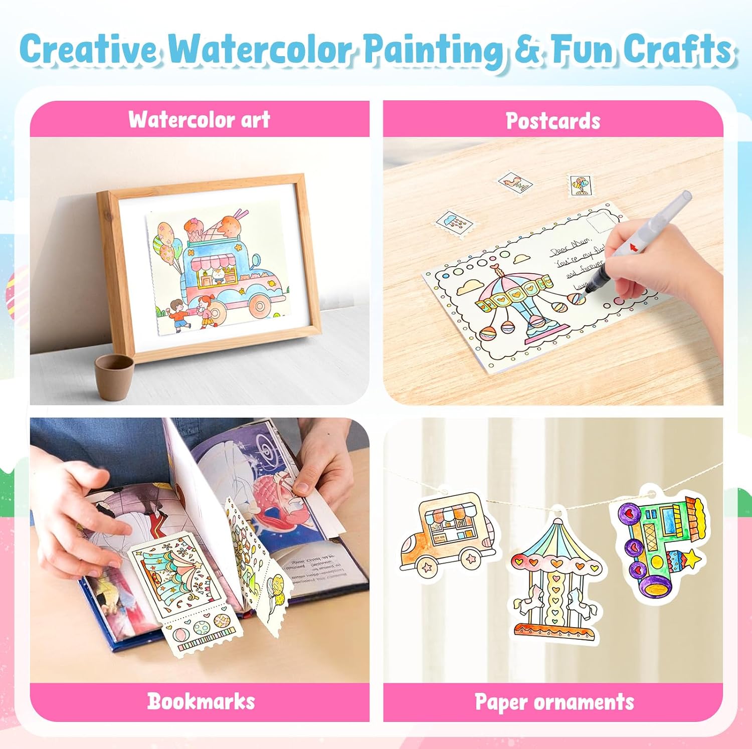 JoyCat Funfair Paint with Water Coloring Book for Kids Ages 3-8