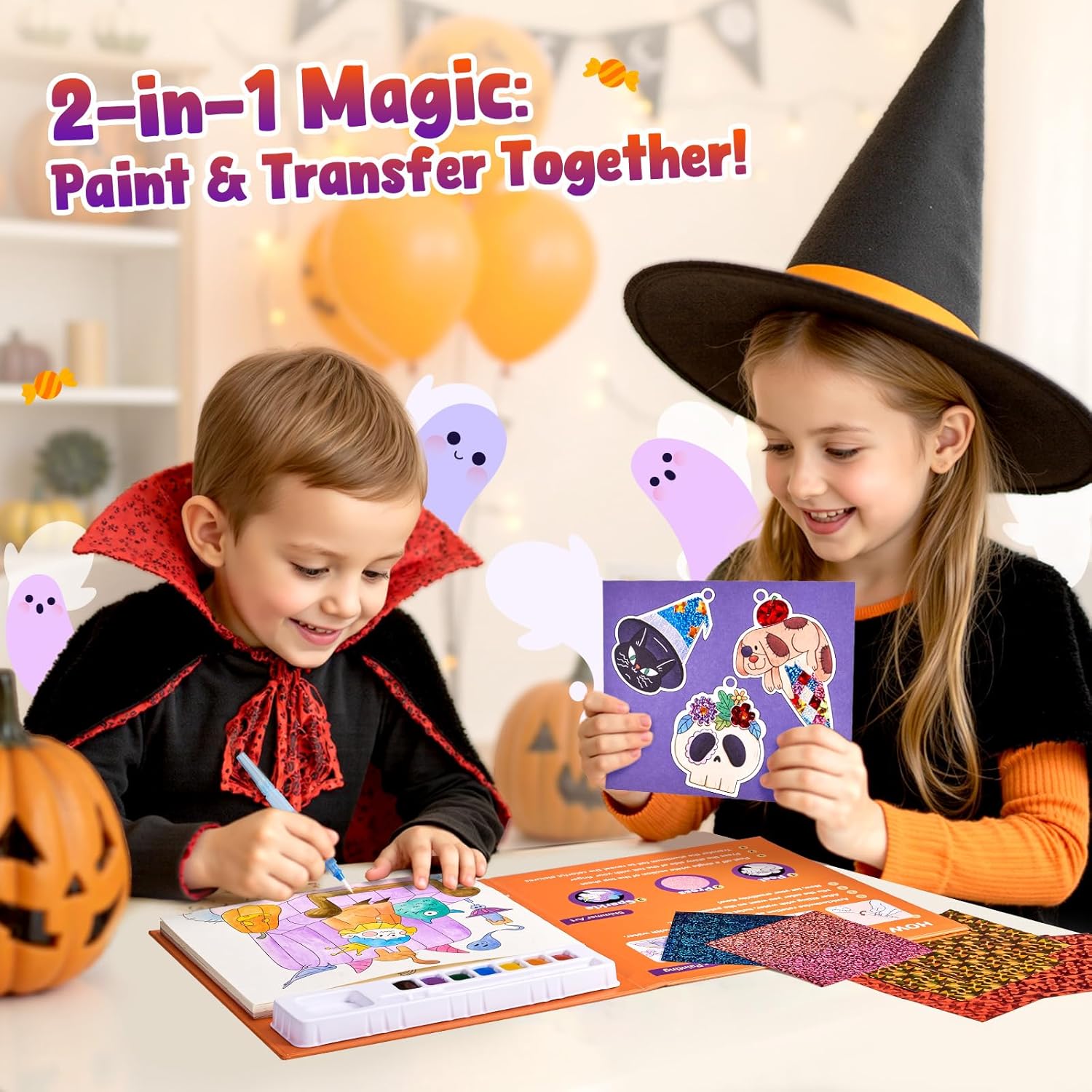 JoyCat Halloween Tiny Elves 2-in-1 Paint with Water Craft Book for Kids Ages 4-8