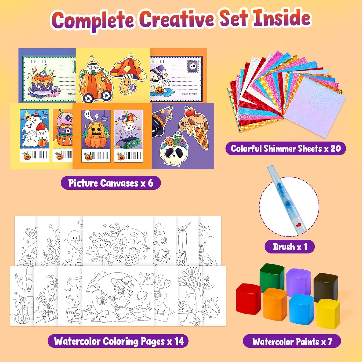 JoyCat Halloween Tiny Elves 2-in-1 Paint with Water Craft Book for Kids Ages 4-8