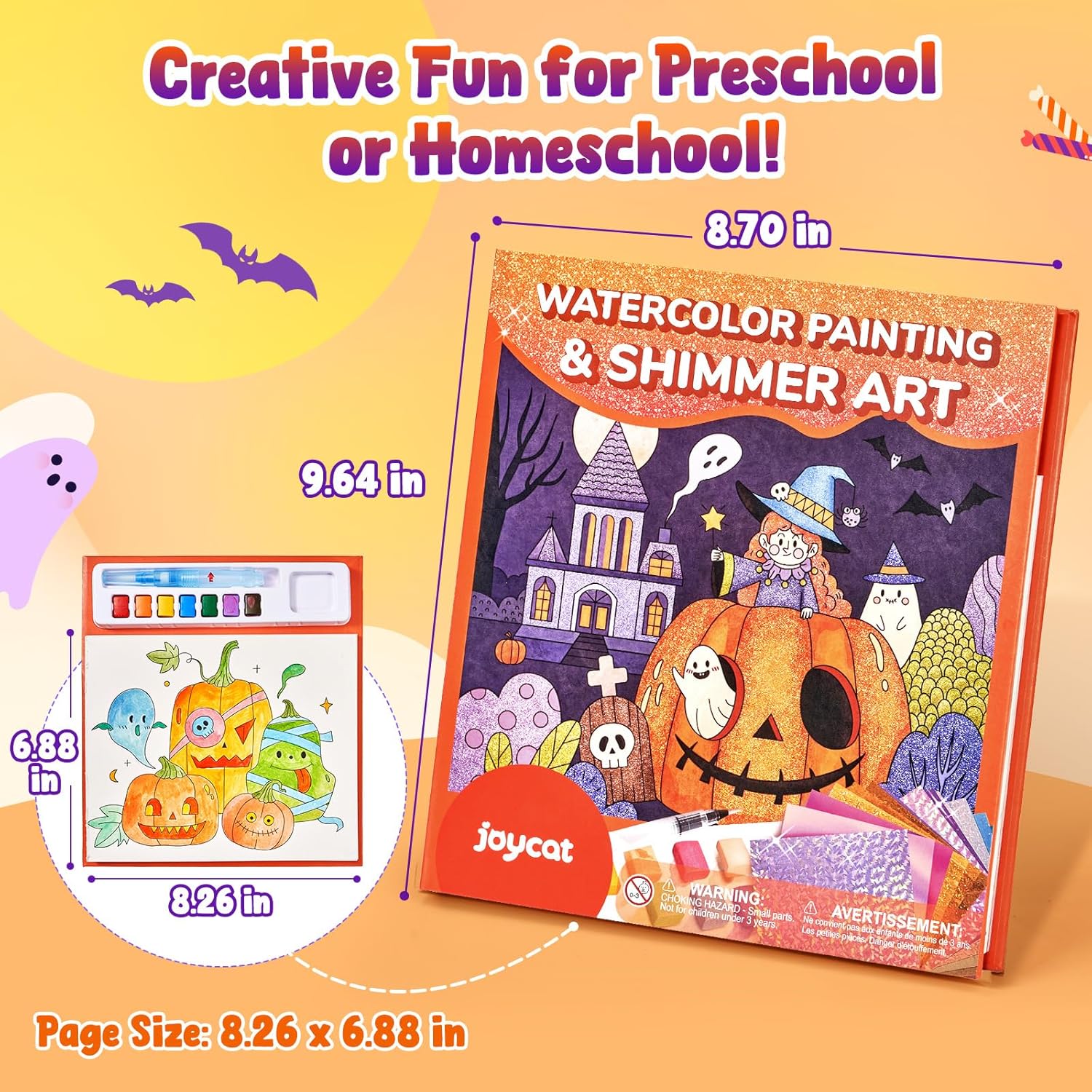 JoyCat Halloween Tiny Elves 2-in-1 Paint with Water Craft Book for Kids Ages 4-8