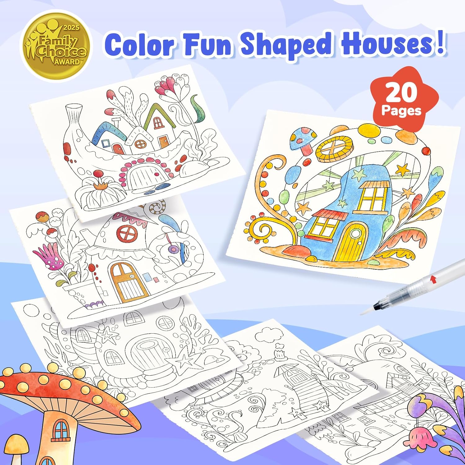 JoyCat Magic Playhouse Paint with Water Coloring Book for Kids Ages 3-8