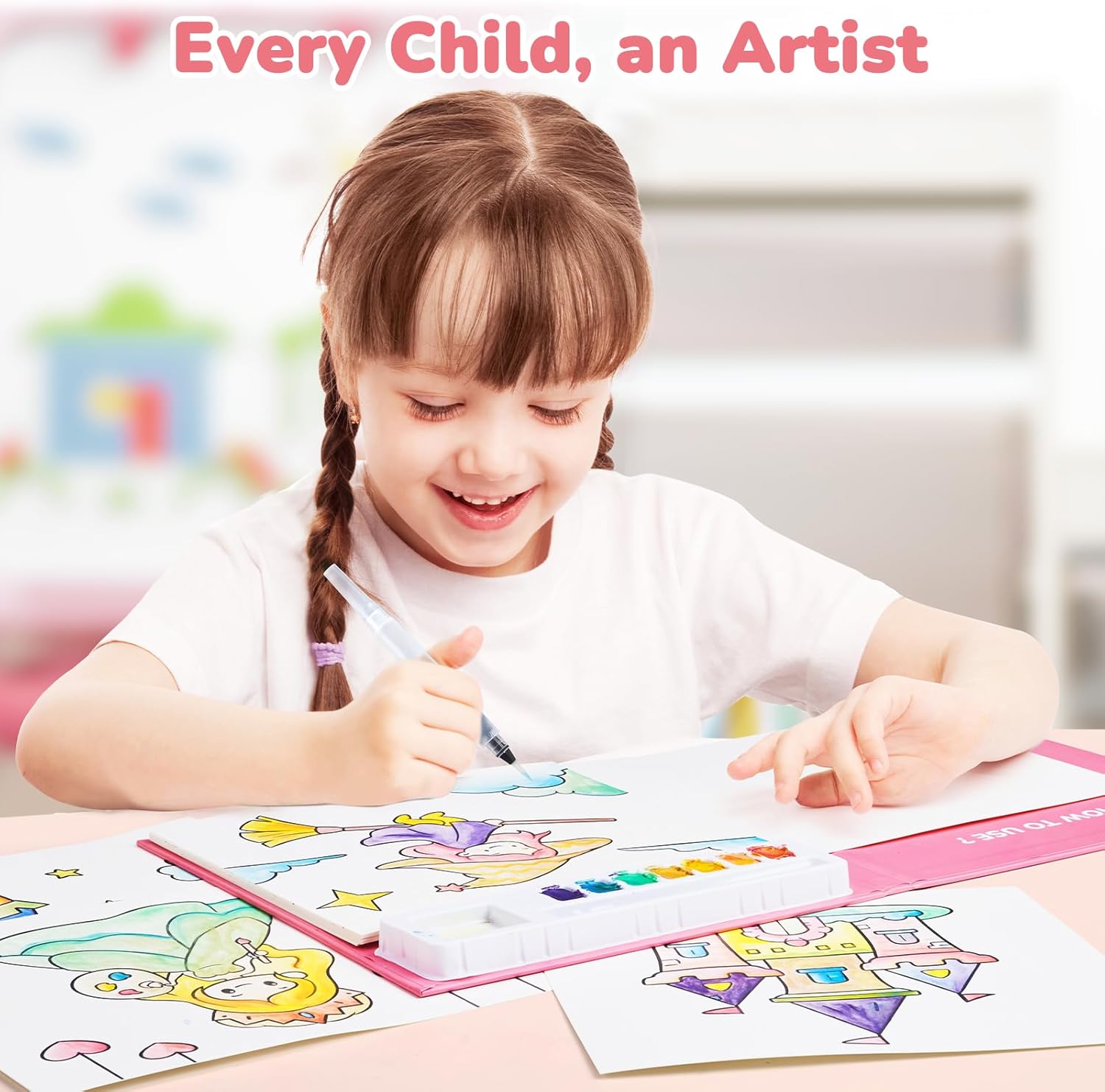 JoyCat Magical Pony Paint with Water Coloring Book for Kids Ages 3-8
