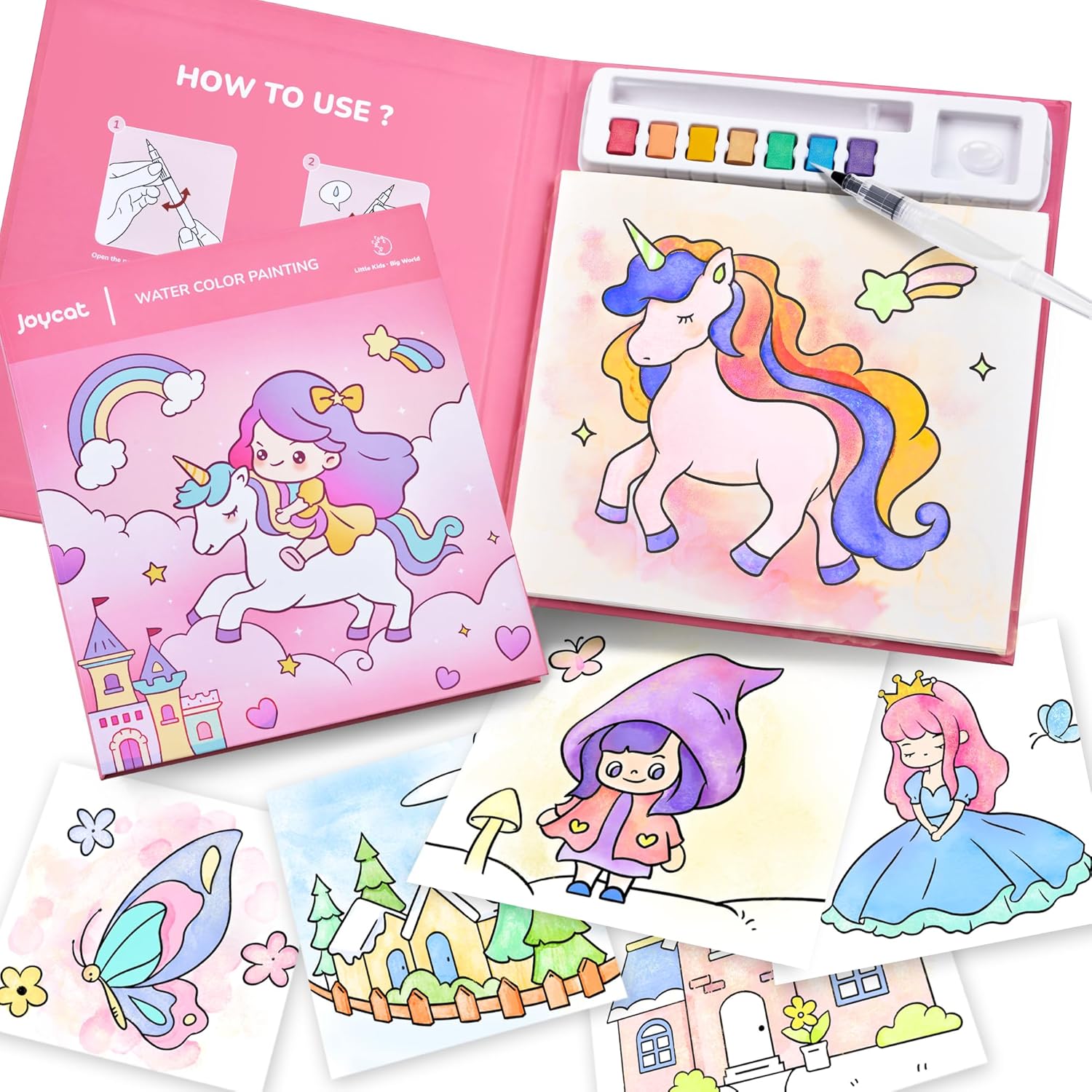 JoyCat Magical Pony Paint with Water Coloring Book for Kids Ages 3-8