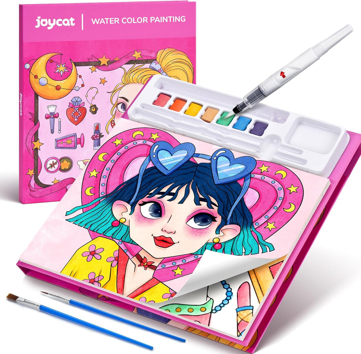 JoyCat Makeup & Manicures Paint with Water Coloring Book for Kids Ages 3-8
