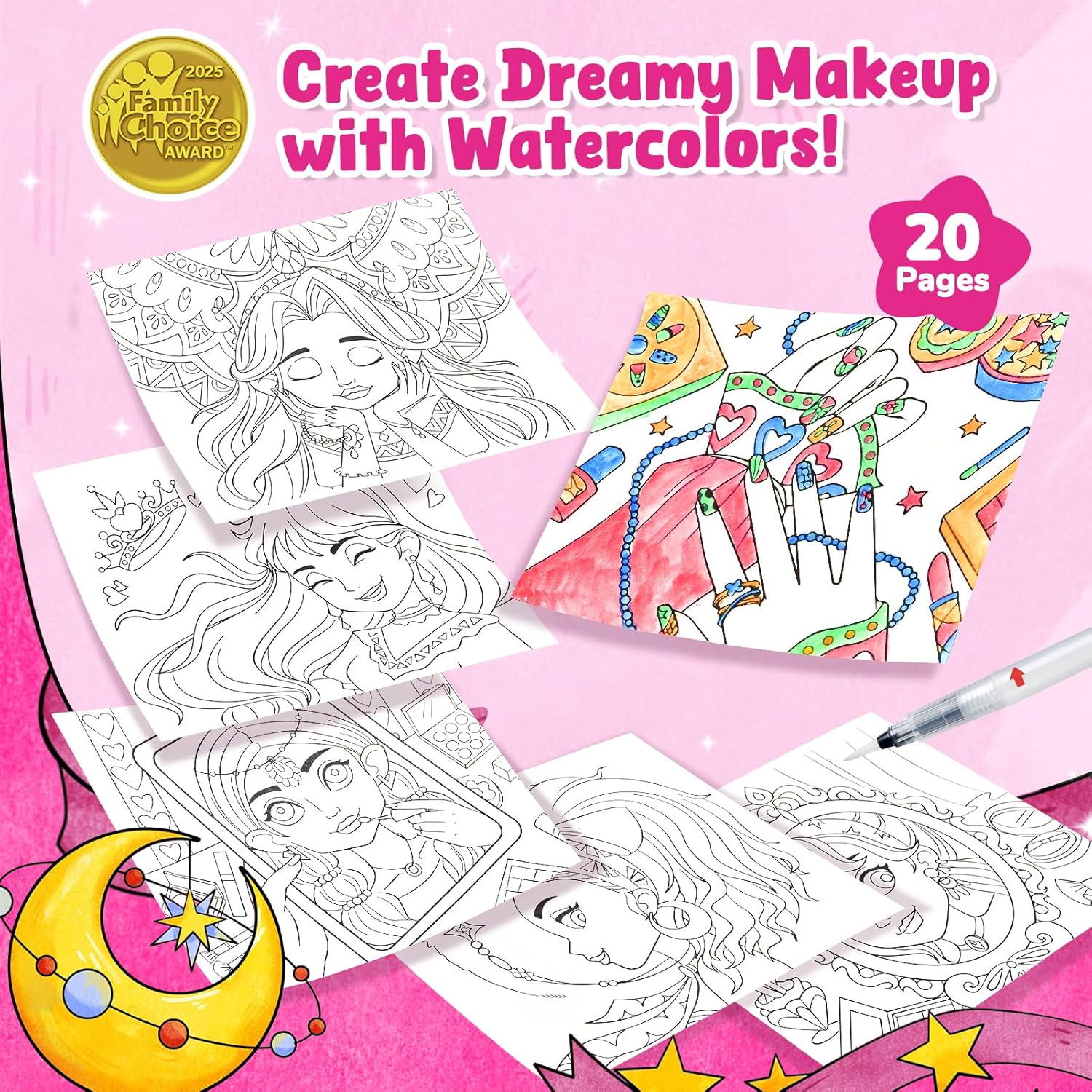 JoyCat Makeup & Manicures Paint with Water Coloring Book for Kids Ages 3-8