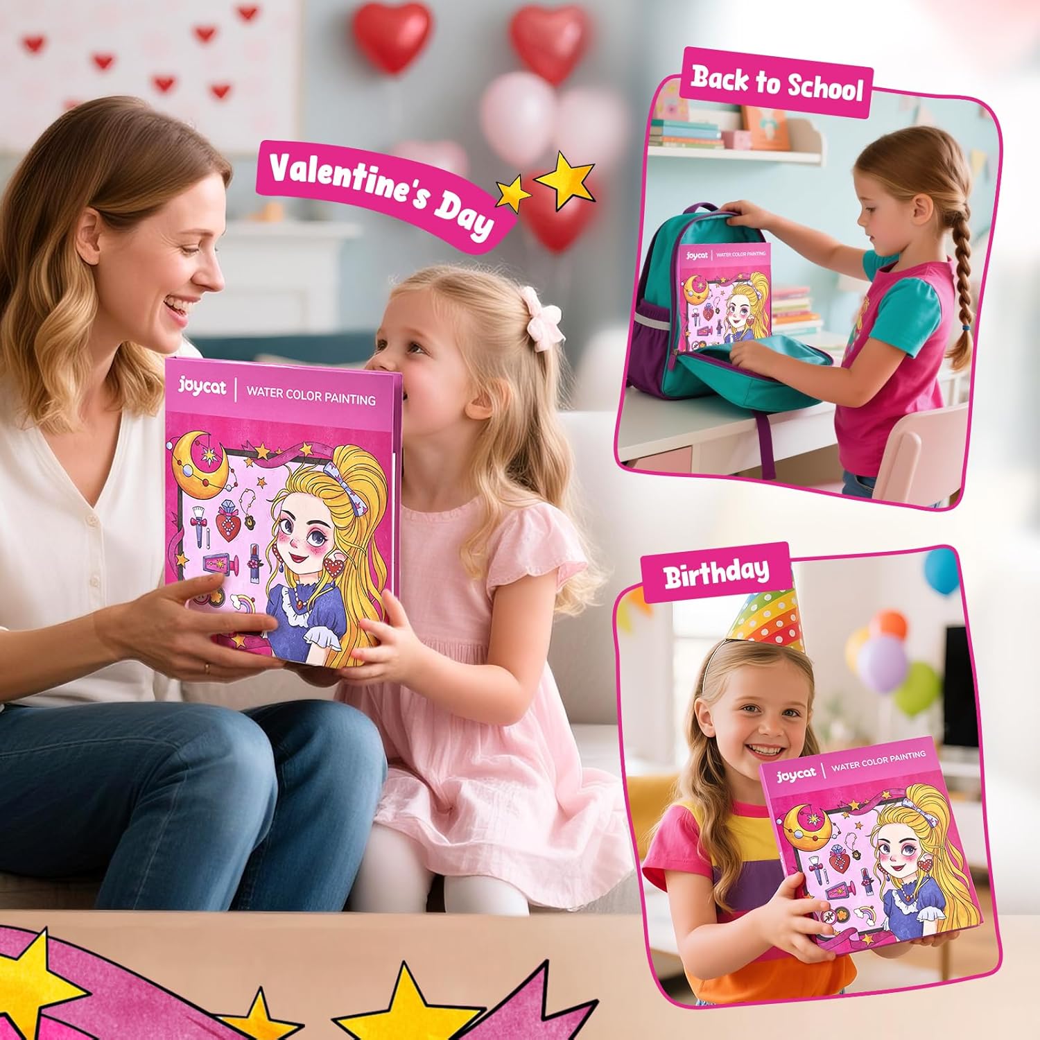 JoyCat Makeup & Manicures Paint with Water Coloring Book for Kids Ages 3-8