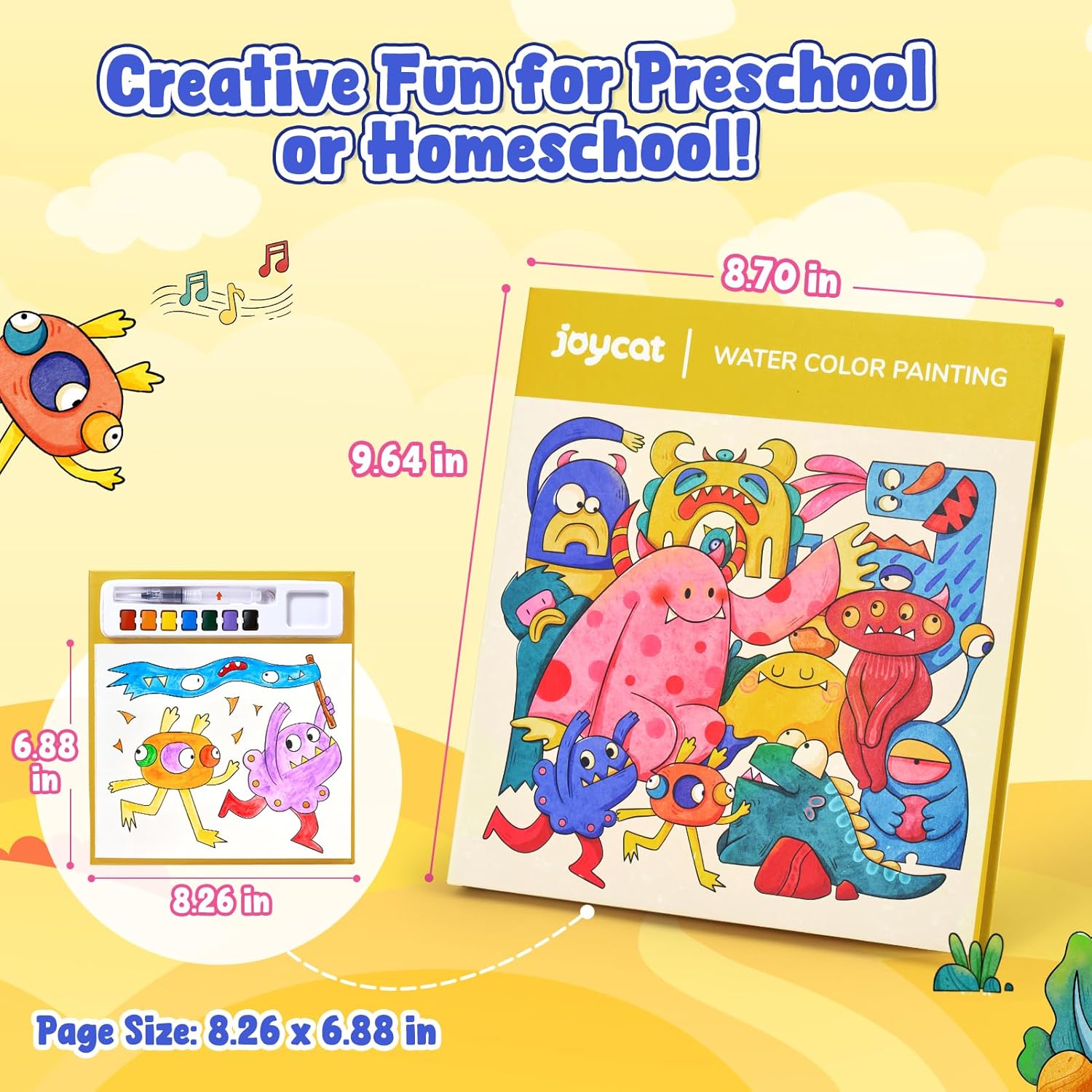 JoyCat Monsters Paint with Water Coloring Book for Kids Ages 3-8