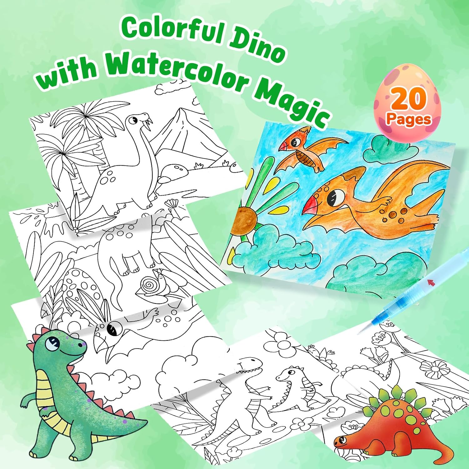 JoyCat Dinosaurs Paint with Water Coloring Book for Kids Ages 3-8