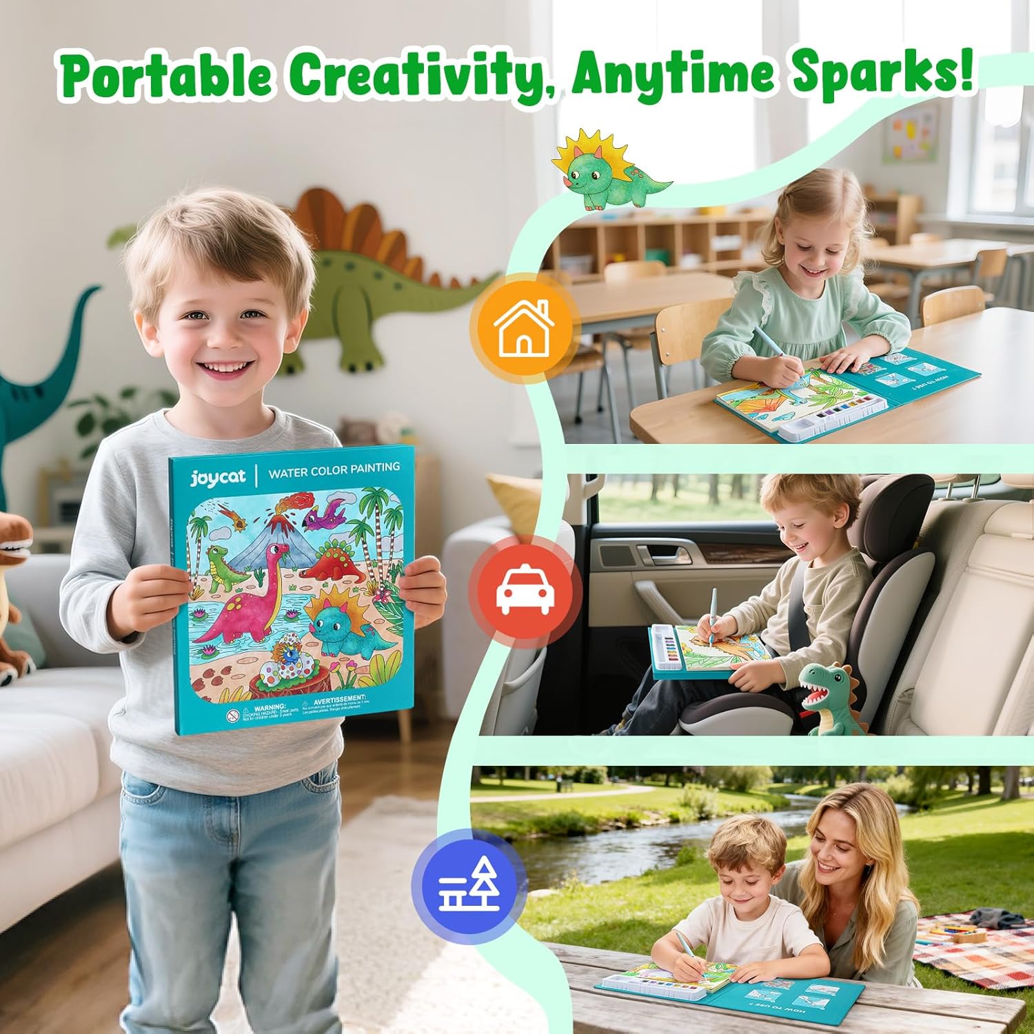 JoyCat Dinosaurs Paint with Water Coloring Book for Kids Ages 3-8