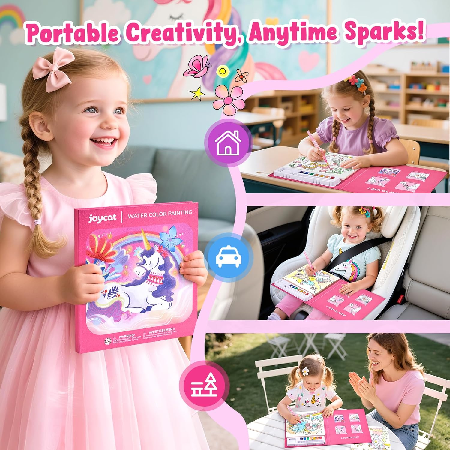 JoyCat Magical Pony Paint with Water Coloring Book for Kids Ages 3-8