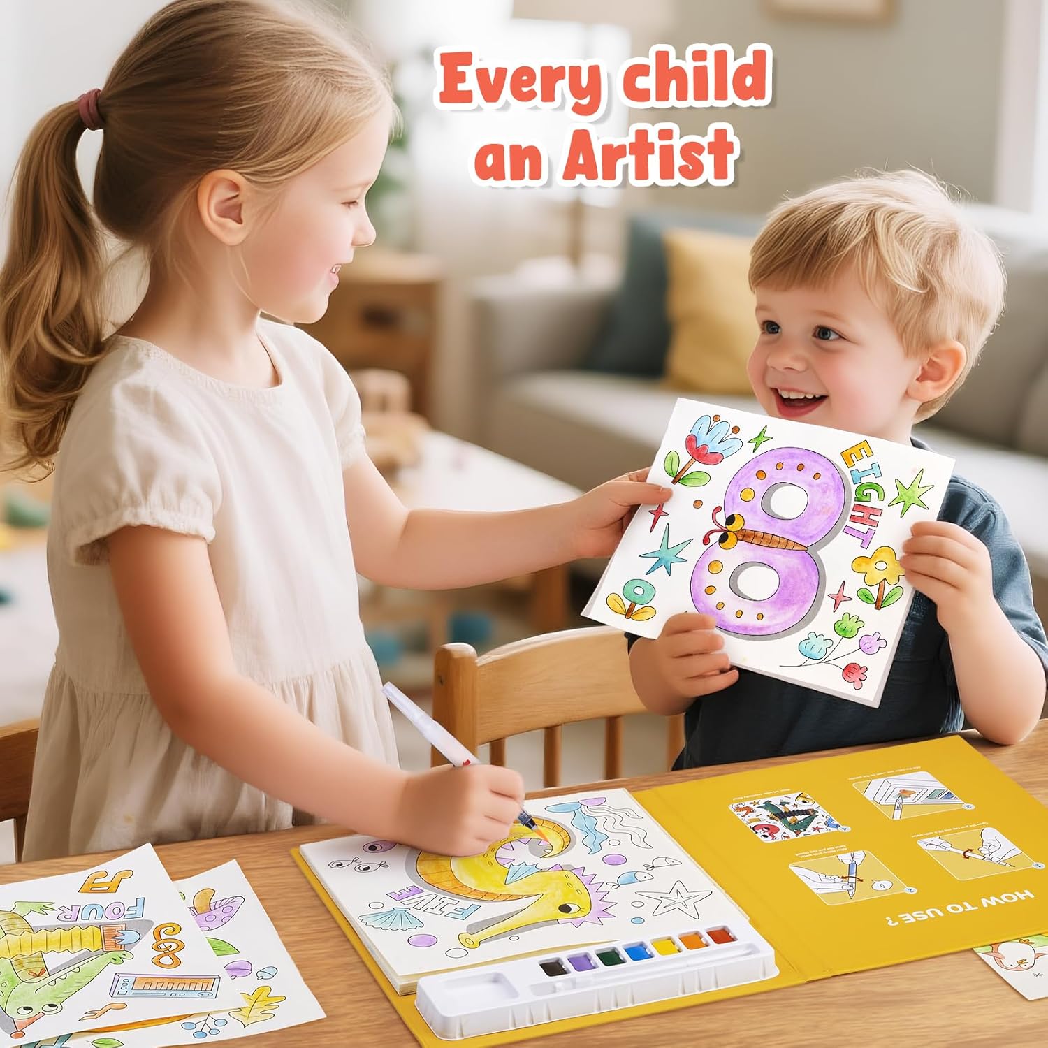 JoyCat Numbers Paint with Water Coloring Book for Kids Ages 3-8