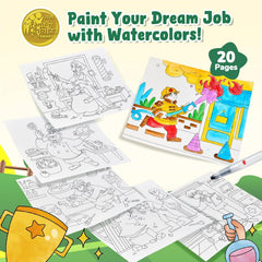 JoyCat Occupations Paint with Water Coloring Book for Kids Ages 3-8