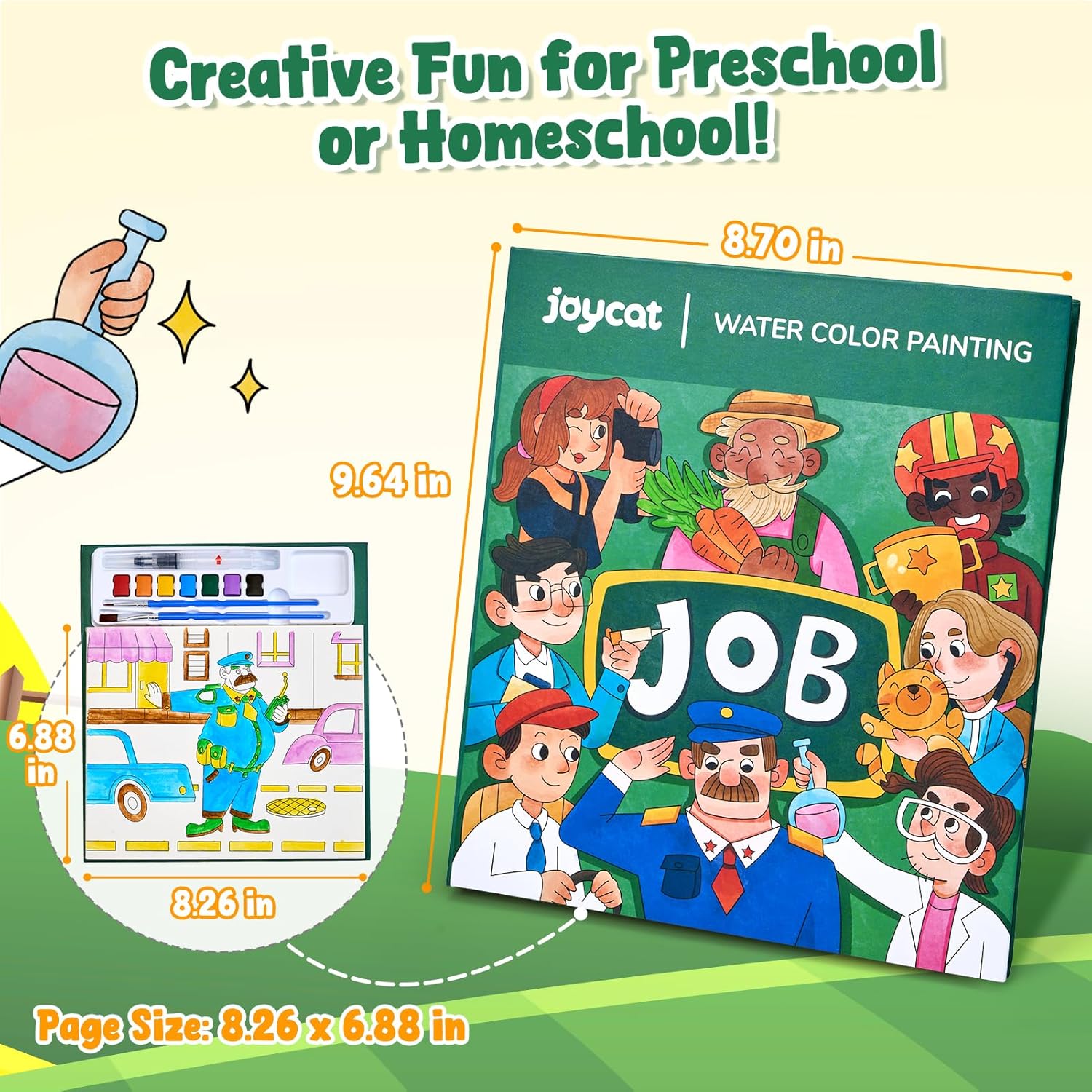 JoyCat Occupations Paint with Water Coloring Book for Kids Ages 3-8