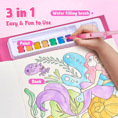 JoyCat Ocean Princess 2-in-1 Paint with Water Craft Book for Kids Ages 4-8