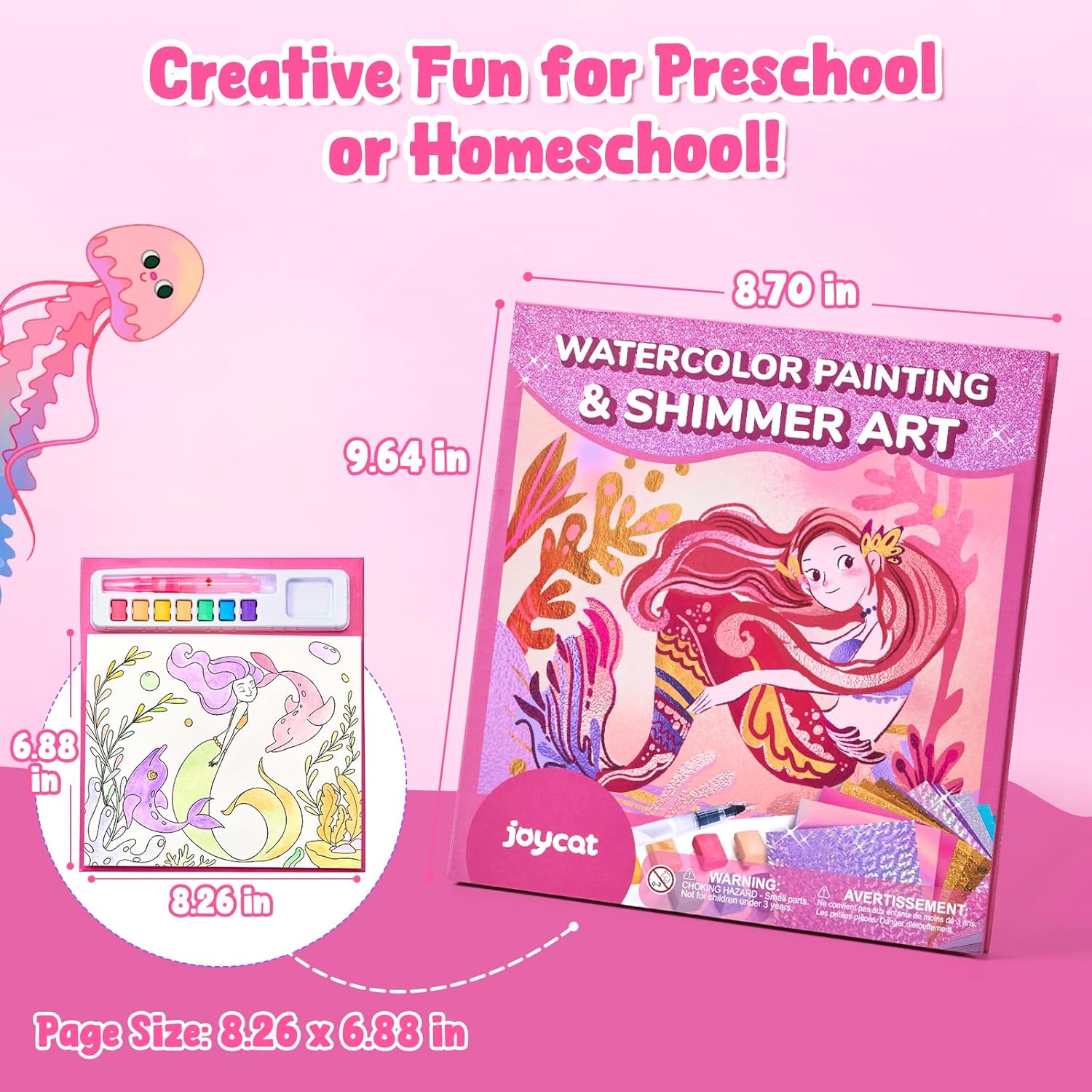 JoyCat Ocean Princess 2-in-1 Paint with Water Craft Book for Kids Ages 4-8