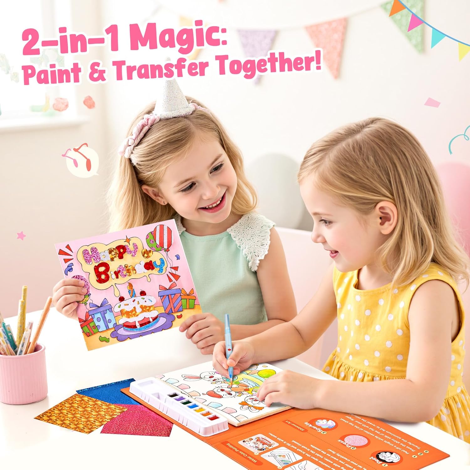 JoyCat Party 2-in-1 Paint with Water Craft Book for Kids Ages 4-8