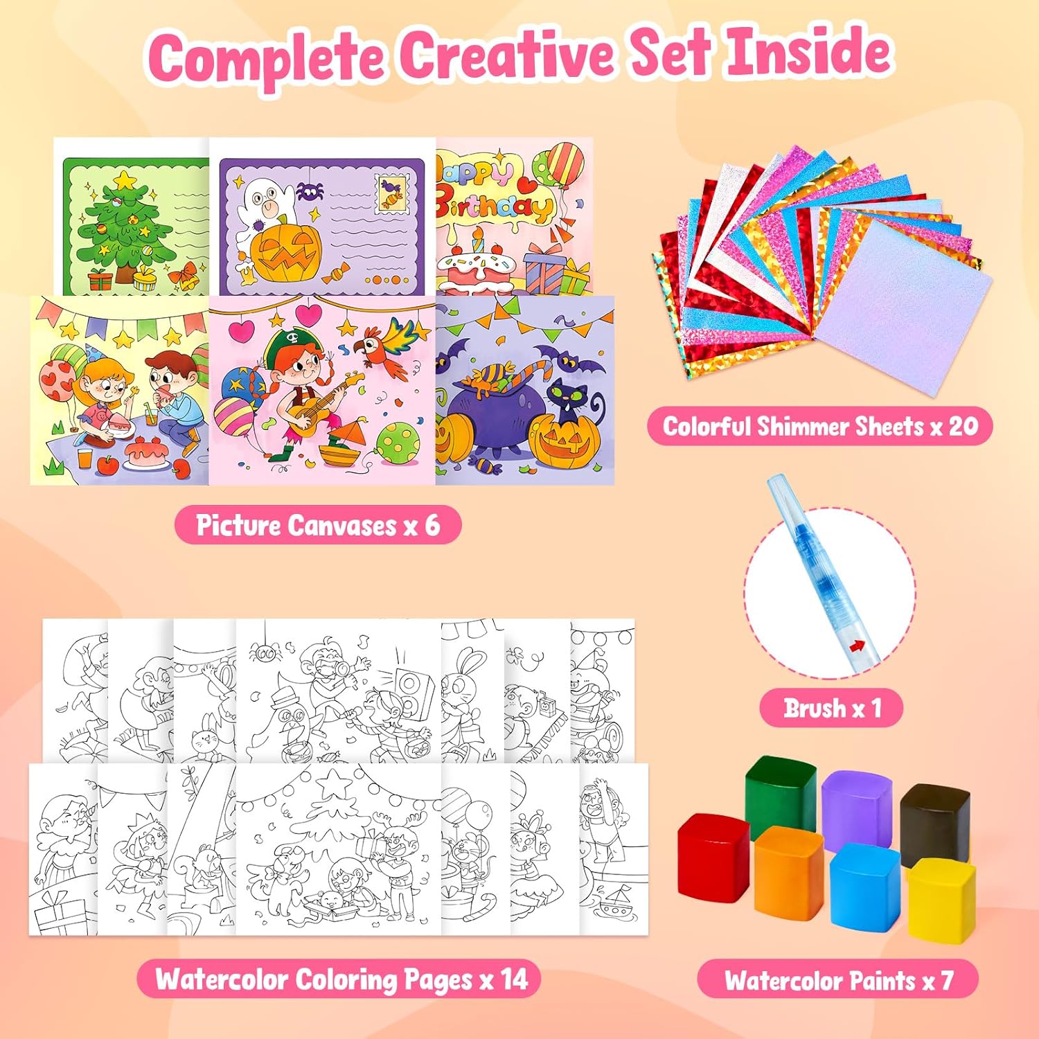 JoyCat Party 2-in-1 Paint with Water Craft Book for Kids Ages 4-8