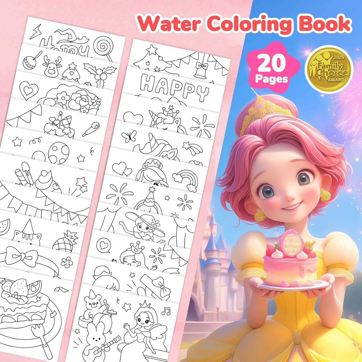 JoyCat Party Paint with Water Coloring Book for Kids Ages 3-8