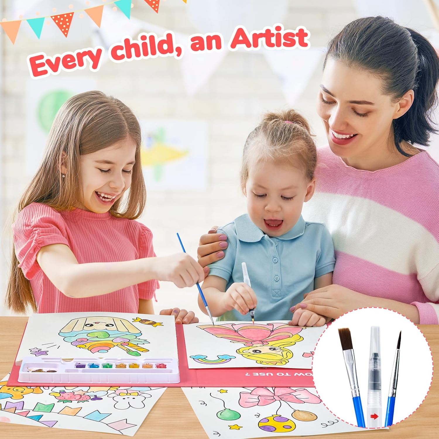 JoyCat Party Paint with Water Coloring Book for Kids Ages 3-8
