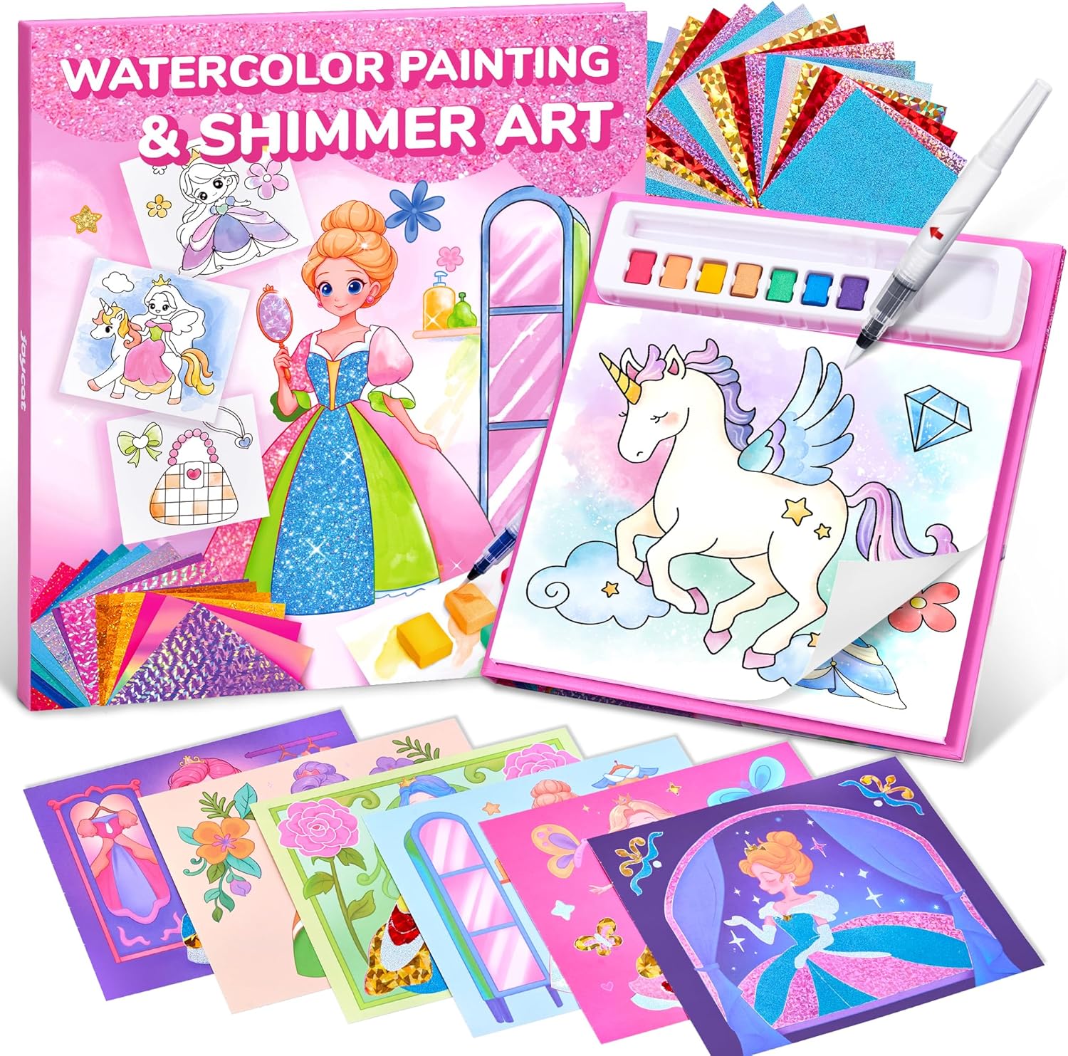 JoyCat Princess & Magical Pony 1 2-in-1 Paint with Water Craft Book for Kids Ages 4-8