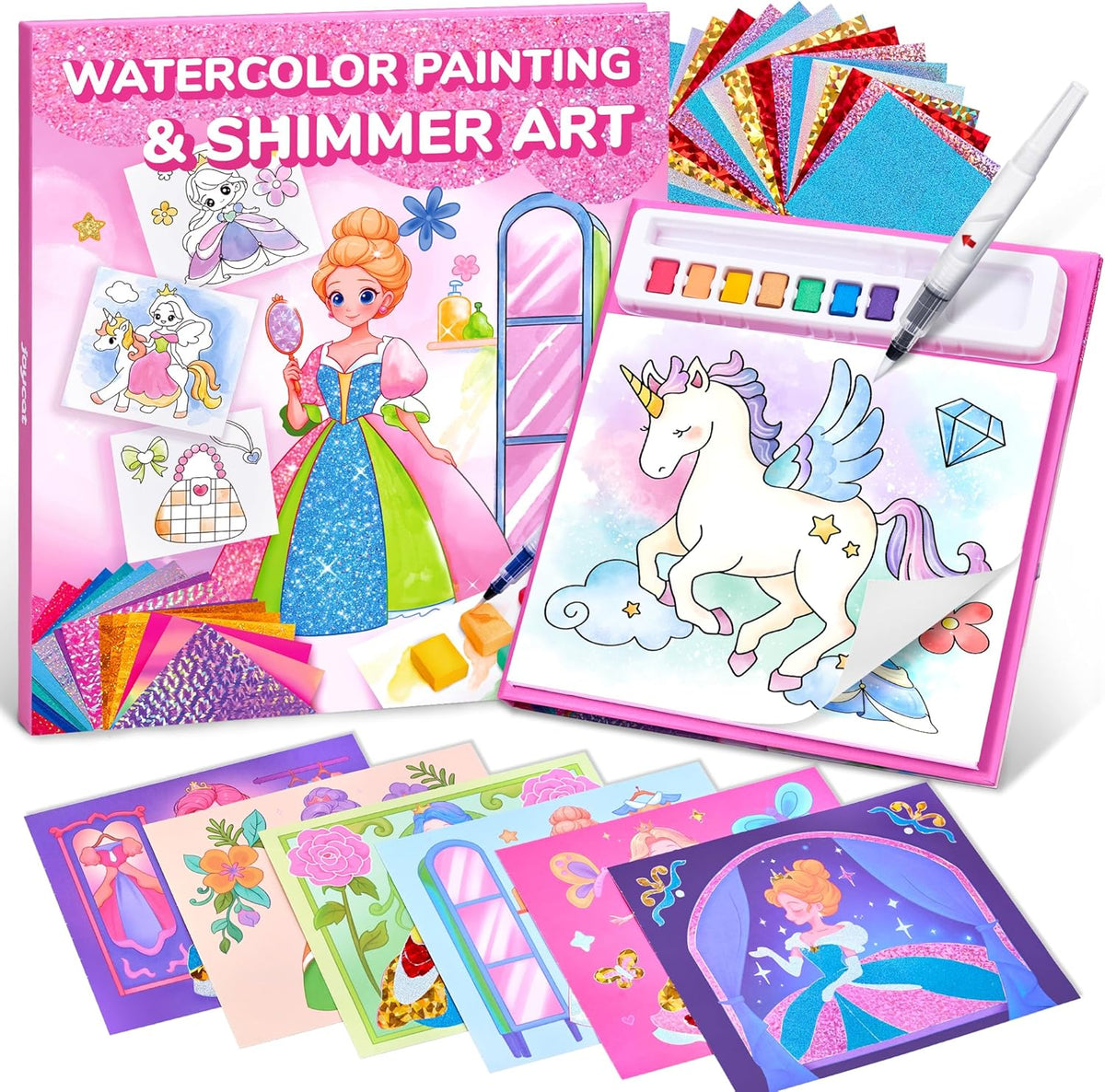 JoyCat Princess & Magical Pony 1 2-in-1 Paint with Water Craft Book for Kids Ages 4-8