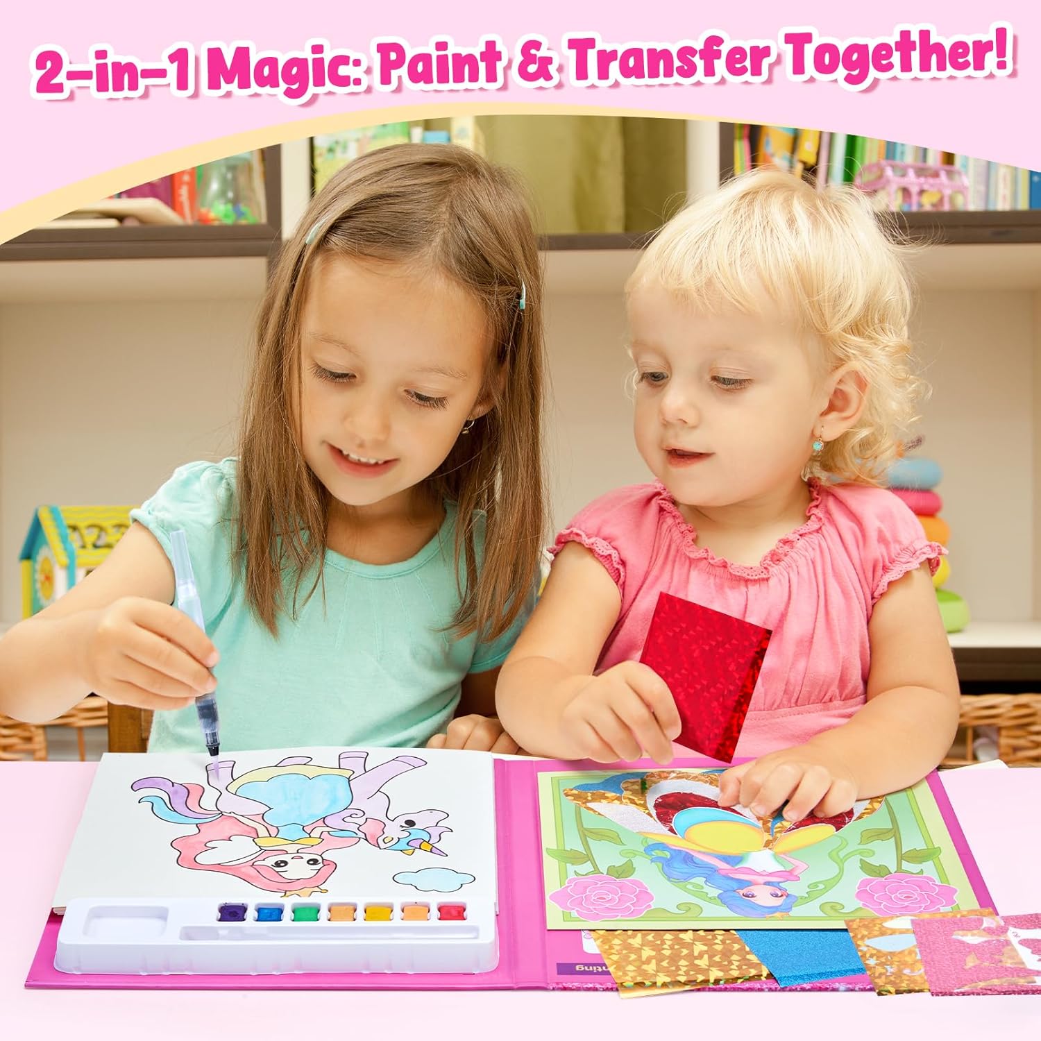 JoyCat Princess & Magical Pony 1 2-in-1 Paint with Water Craft Book for Kids Ages 4-8