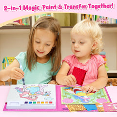 JoyCat Princess & Magical Pony 1 2-in-1 Paint with Water Craft Book for Kids Ages 4-8
