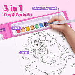 JoyCat Princess & Magical Pony 1 2-in-1 Paint with Water Craft Book for Kids Ages 4-8