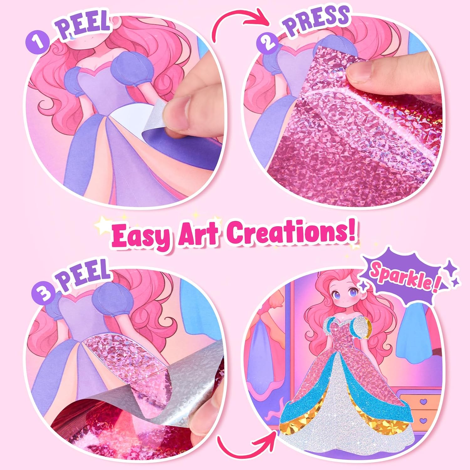 JoyCat Princess & Magical Pony 1 2-in-1 Paint with Water Craft Book for Kids Ages 4-8