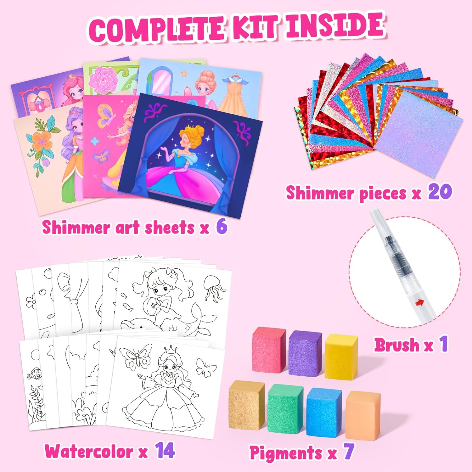 JoyCat Princess & Magical Pony 1 2-in-1 Paint with Water Craft Book for Kids Ages 4-8