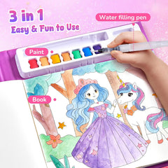 JoyCat Princess & Magical Pony 2 2-in-1 Paint with Water Craft Book for Kids Ages 4-8
