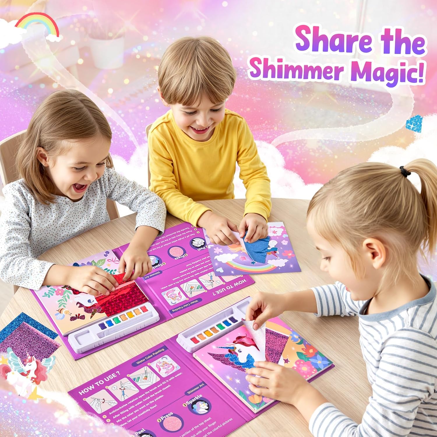 JoyCat Princess & Magical Pony 2 2-in-1 Paint with Water Craft Book for Kids Ages 4-8
