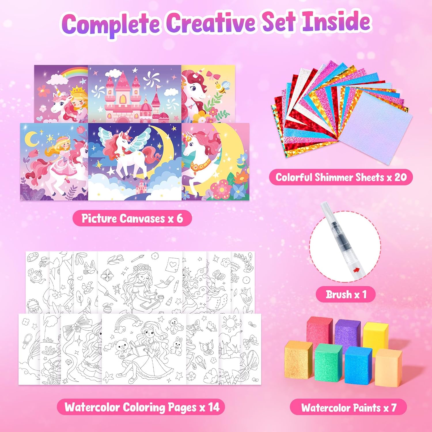 JoyCat Princess & Magical Pony 2 2-in-1 Paint with Water Craft Book for Kids Ages 4-8