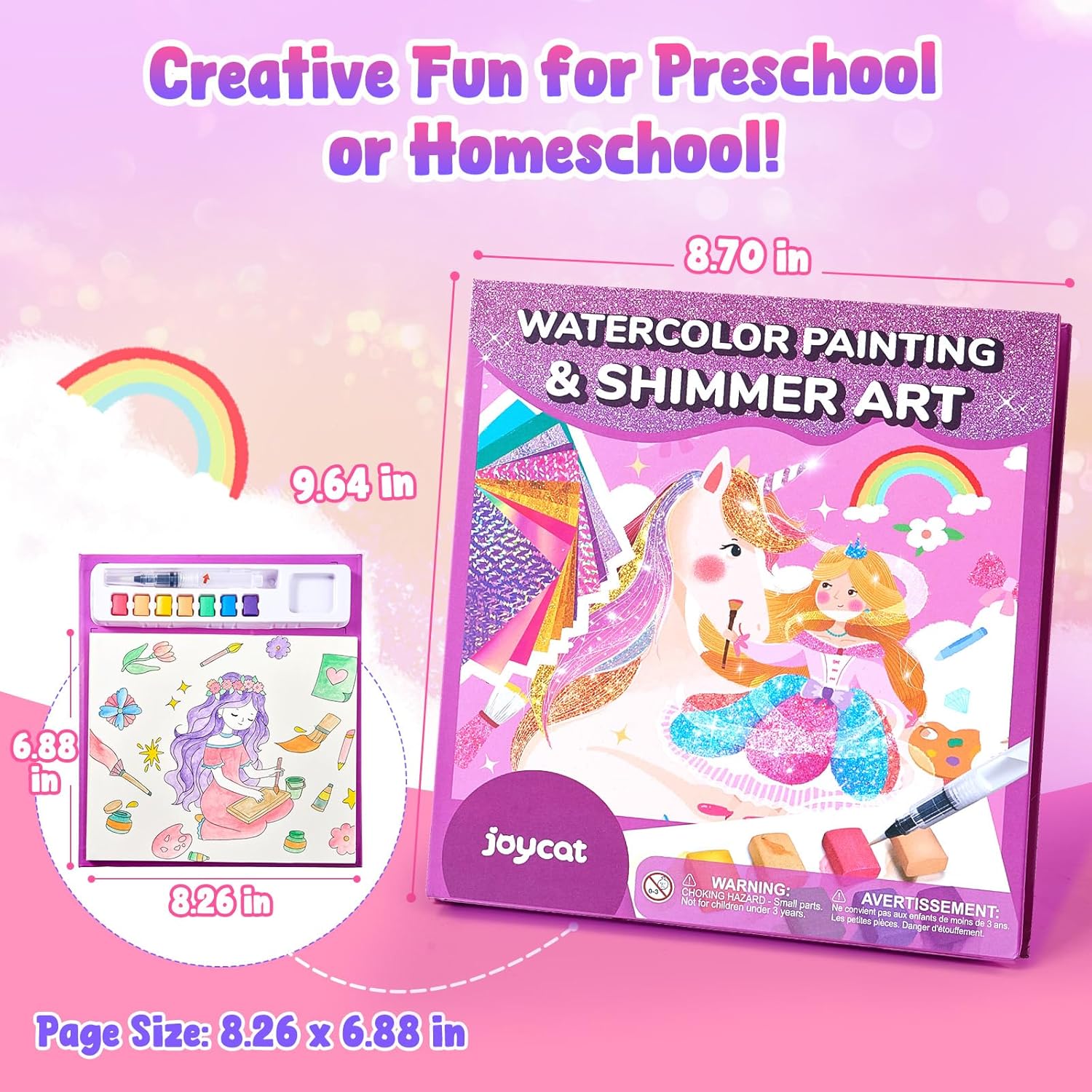JoyCat Princess & Magical Pony 2 2-in-1 Paint with Water Craft Book for Kids Ages 4-8