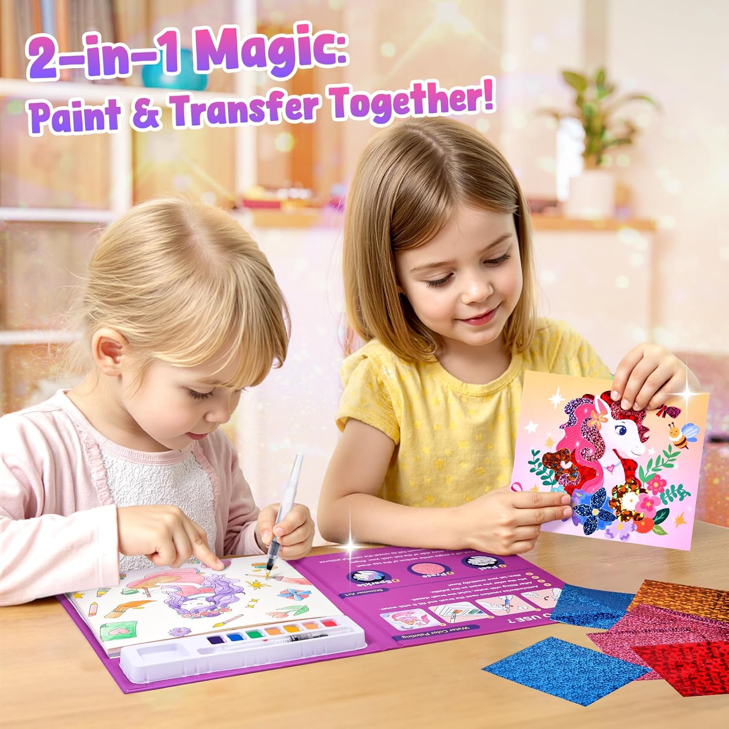 JoyCat Princess & Magical Pony 2 2-in-1 Paint with Water Craft Book for Kids Ages 4-8