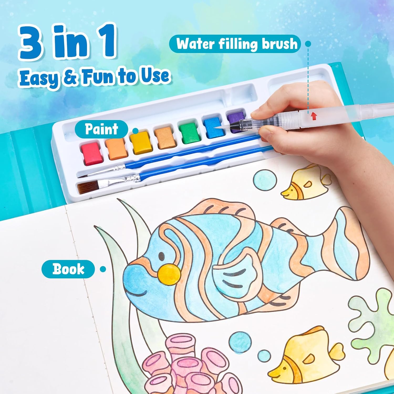JoyCat Sea Animals Paint with Water Coloring Book for Kids Ages 3-8