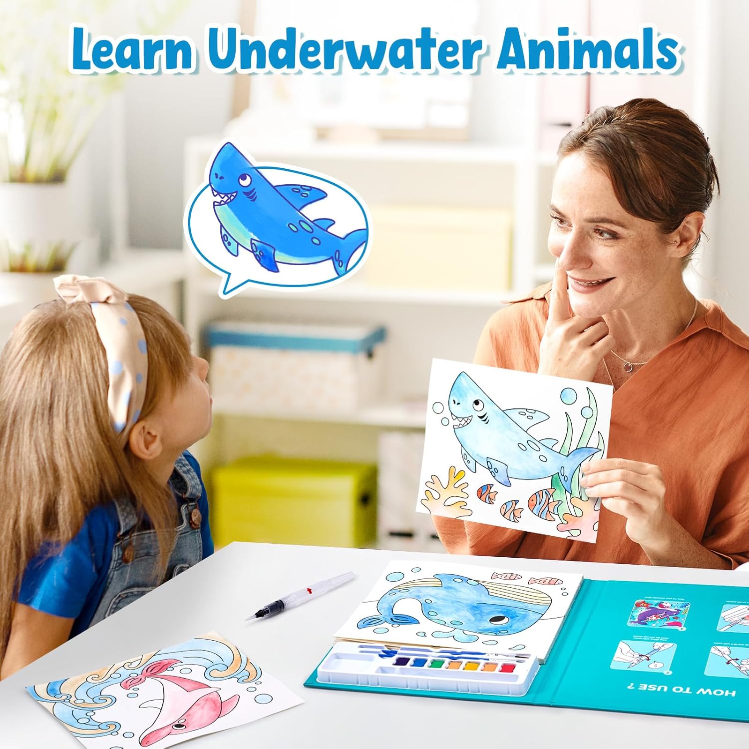JoyCat Sea Animals Paint with Water Coloring Book for Kids Ages 3-8