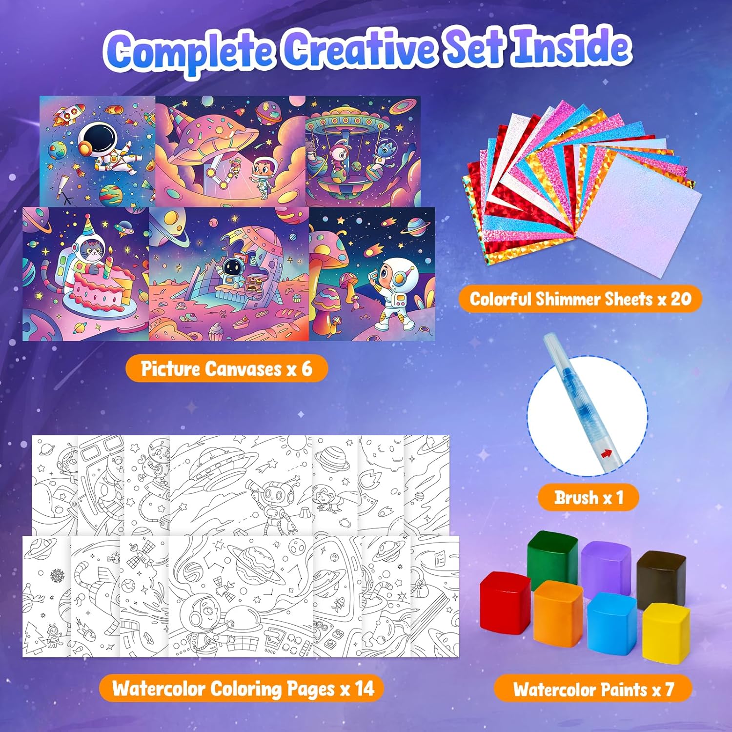 JoyCat Space 2-in-1 Paint with Water Craft Book for Kids Ages 4-8