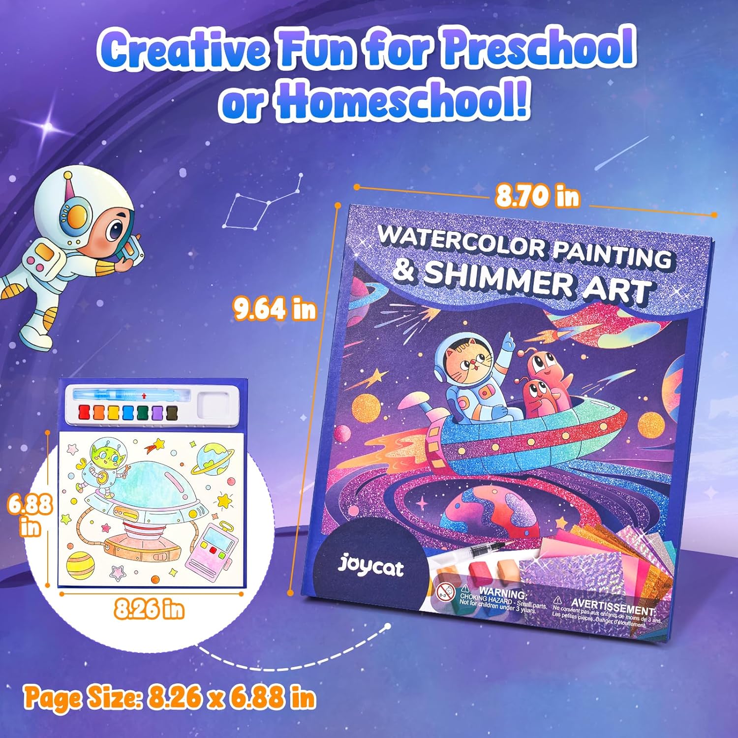 JoyCat Space 2-in-1 Paint with Water Craft Book for Kids Ages 4-8