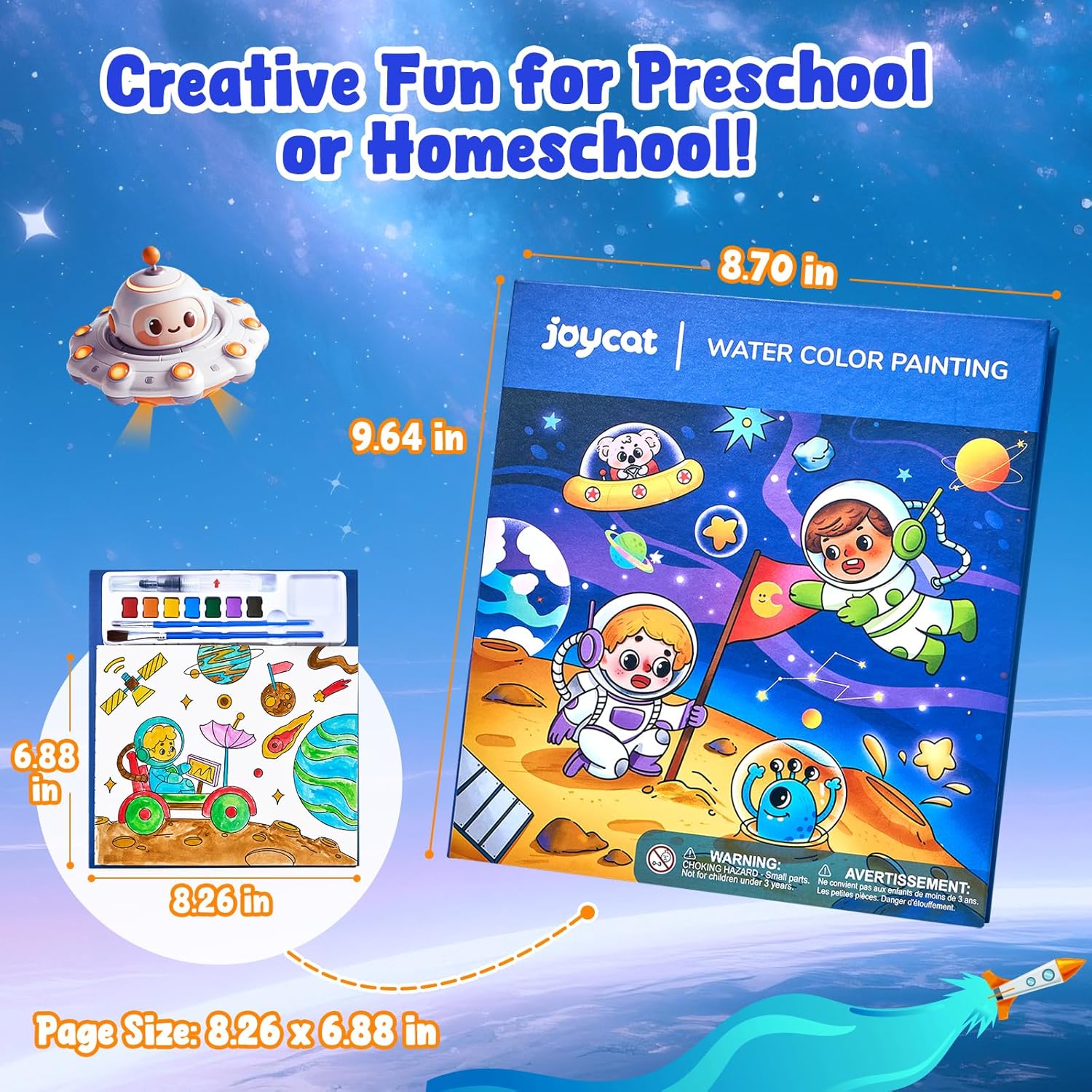 JoyCat Space Paint with Water Coloring Book for Kids Ages 3-8