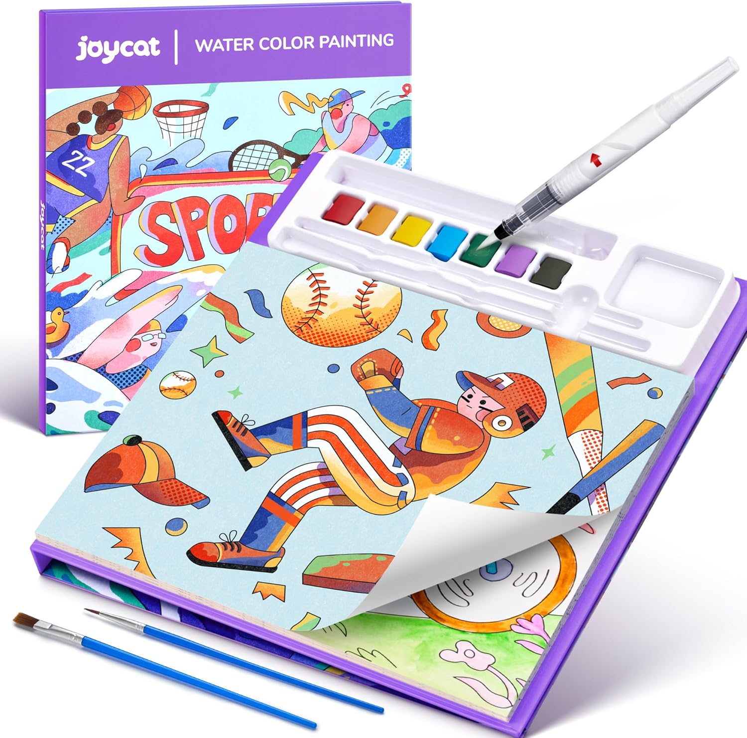 JoyCat Sports Paint with Water Coloring Book for Kids Ages 3-8