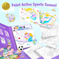 JoyCat Sports Paint with Water Coloring Book for Kids Ages 3-8