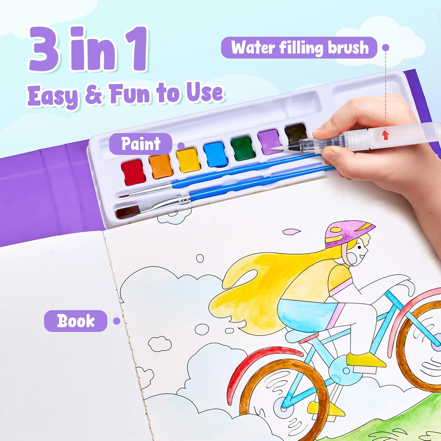 JoyCat Sports Paint with Water Coloring Book for Kids Ages 3-8