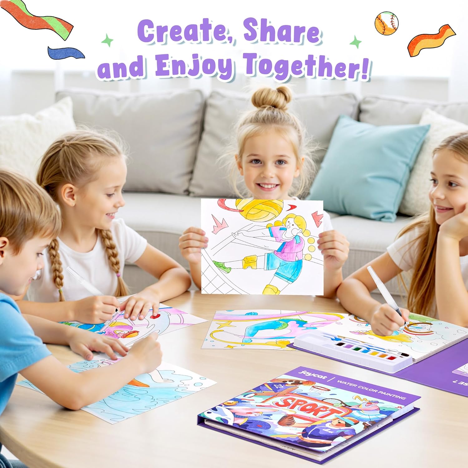 JoyCat Sports Paint with Water Coloring Book for Kids Ages 3-8