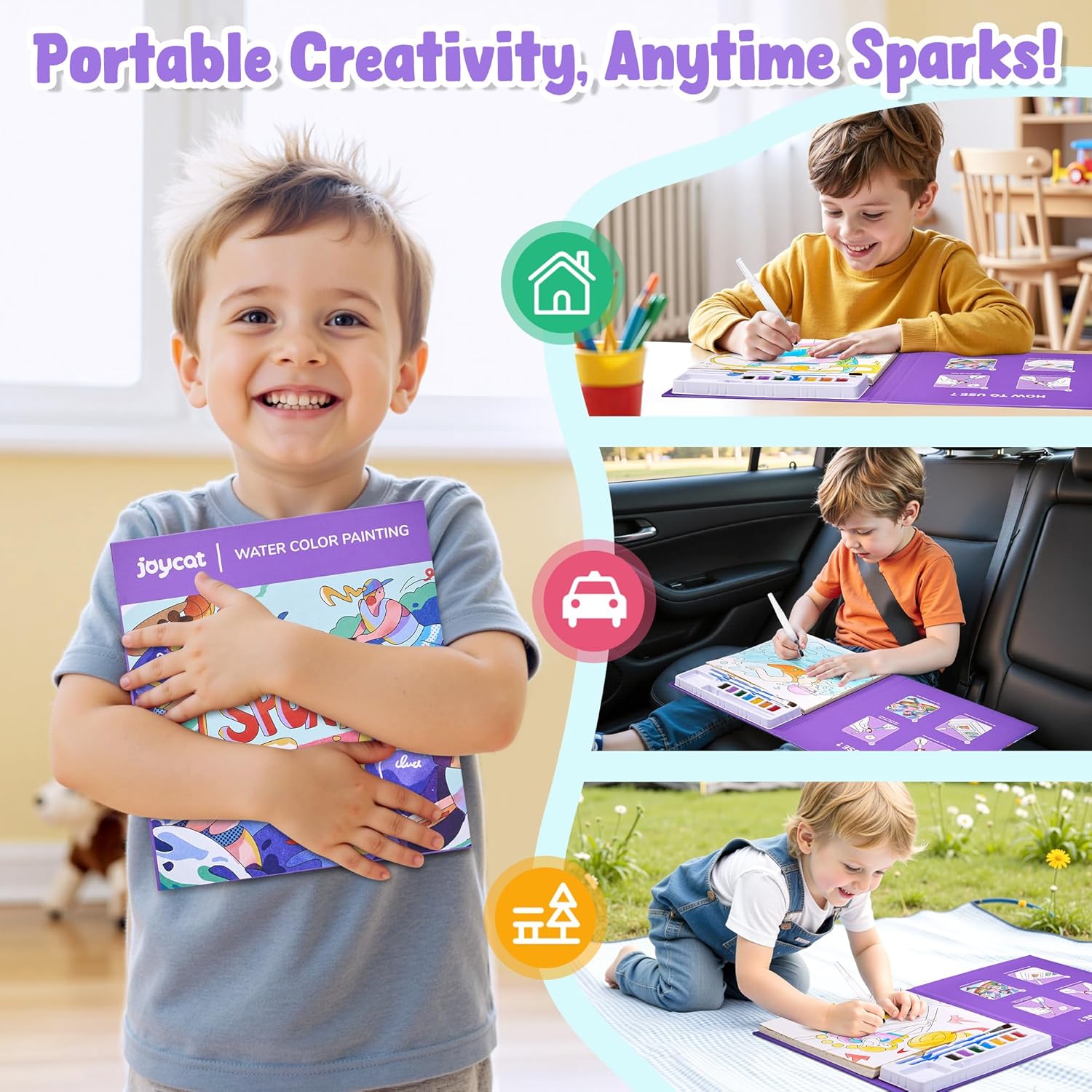 JoyCat Sports Paint with Water Coloring Book for Kids Ages 3-8