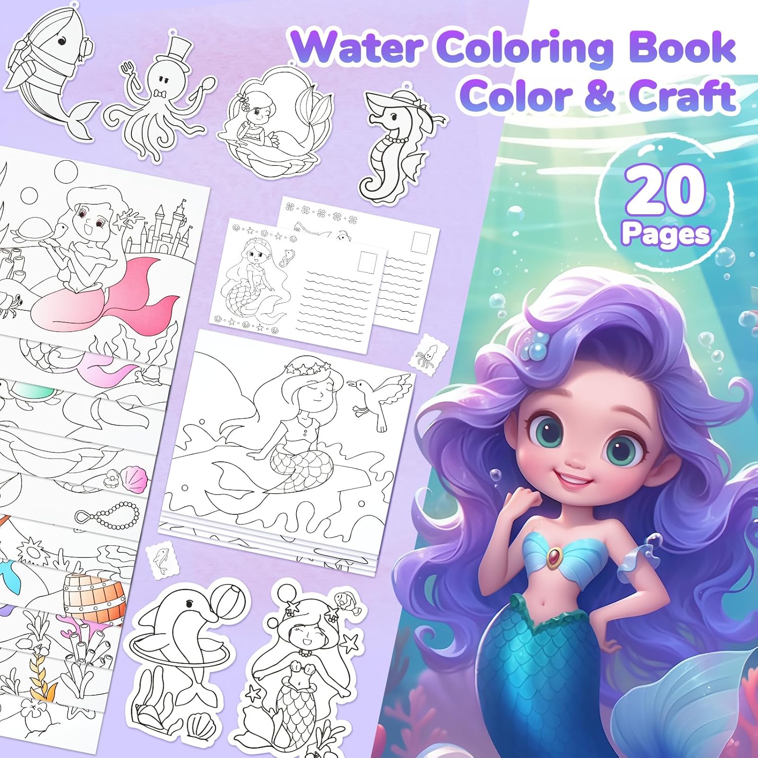 JoyCat Underwater World Paint with Water Coloring Book for Kids Ages 3-8