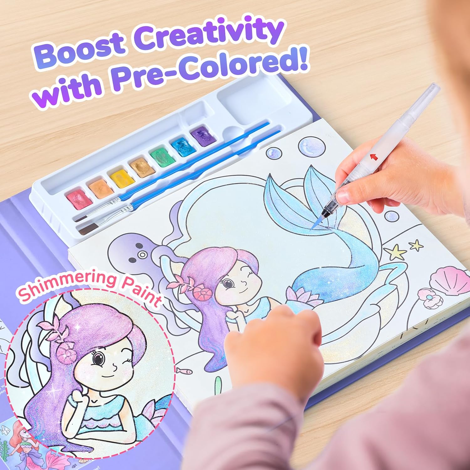 JoyCat Underwater World Paint with Water Coloring Book for Kids Ages 3-8