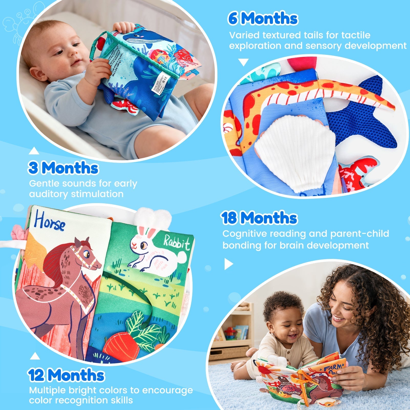 JoyCat 2-Pack Baby Cloth Books